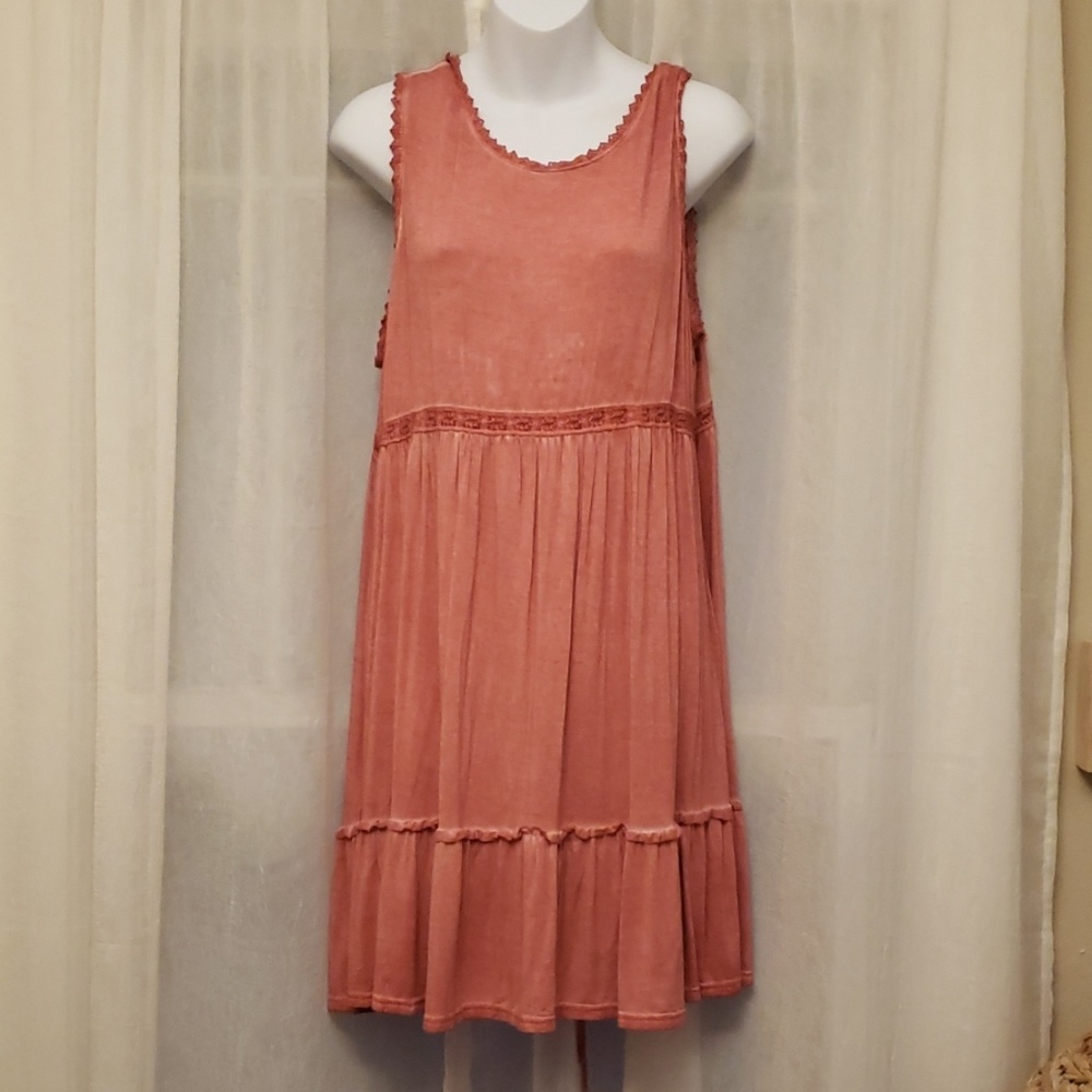 Bohemian Loose Lace-up Cotton Dress or Cover-up